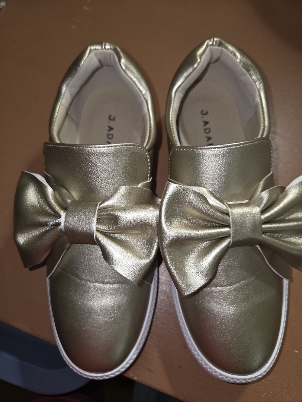 Adams Metallic Gold Bow Slip-On Sneakers